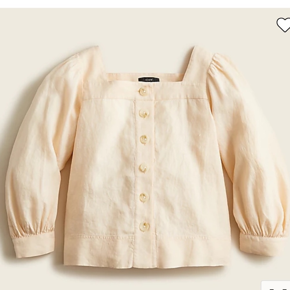 J. Crew square neck button front linen top